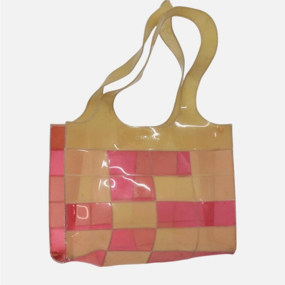 Chanel Pink and Beige Checkered Women's Bag Auth